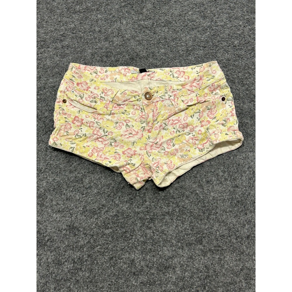 YMI Shorts Womens Size 3 Floral Pink Yellow Low Rise Denim Cuffed Mini Casual
